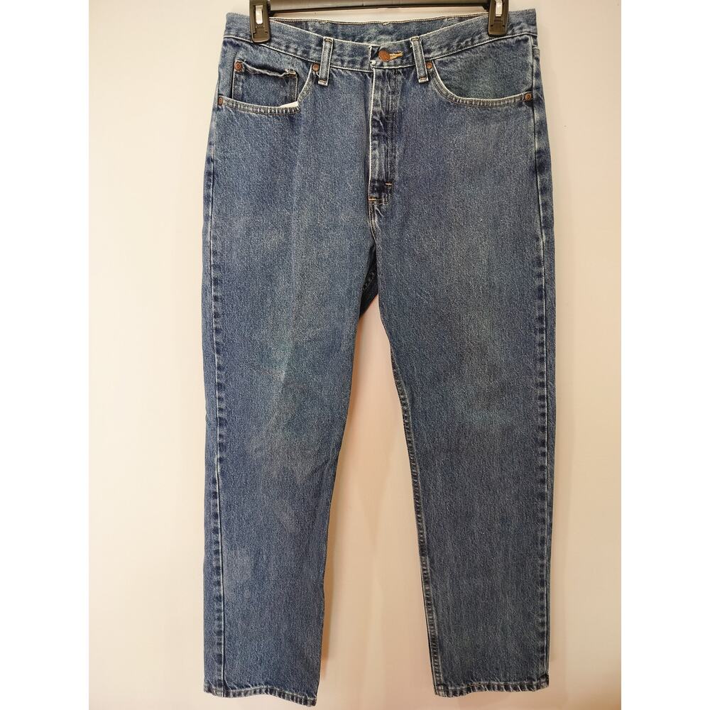 Wrangler 35x32 Regular Fit Jeans Men Blue Denim Straight Leg Cotton - Picture 1 of 9